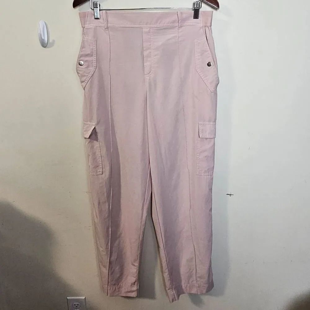 Athleta Vienna Utility Cargo pants pocket pink elastic waist stretch Size Sz  14